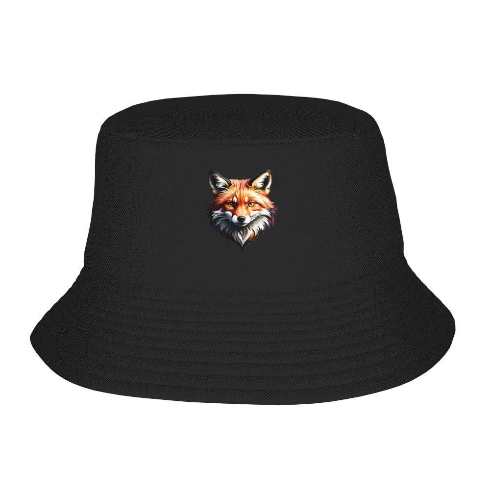 Fox Head Design Bucket Hat Panama Hat Bob Hats FisherUnisex Hats Summer Sunscreen Beach Fishing hats Unisex Caps