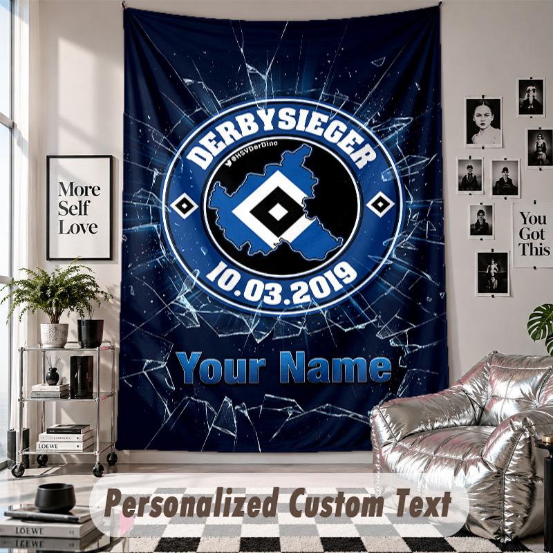 Wall Hanging Tapestry With Custom Name & Text, Hamburger SV Decorative Tapestry For Bedroom