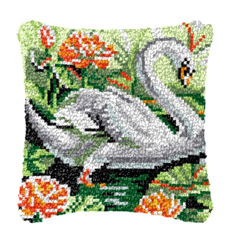 Diy Latch Hook Duck Rabbit Cushion Pillowcase Canvas Crocheting Carpet Embroidery Pillow Latch Hook Kit Knitted Knot Carpet Deco