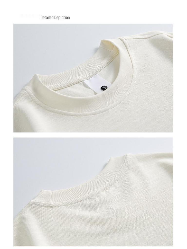 Men's Summer Two-Piece Loose Bamboo Pattern Heavyweight T-Shirt