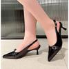Mode Nouveau Tempérament Noir Bout Pointu Bouche Peu Profonde Talon Fin Chaton Boucle à Une Ligne Boucle Sandales d'Été à Talons Hauts pour Femmes