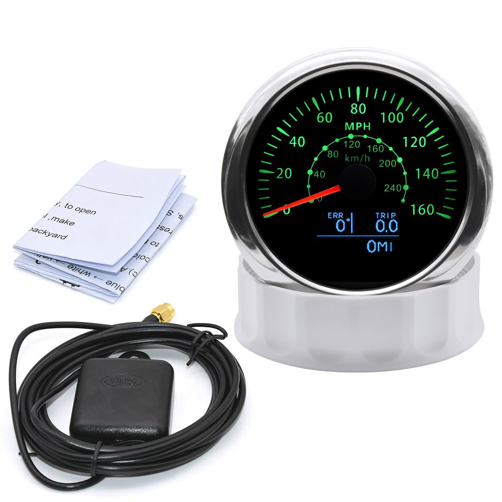 Wasserdichter 85-mm-GPS-Tachometer, 7 Farben, LED-Hintergrundbeleuchtung, Kilometerzähler, Fahrt, ODO COG für Marine, Boot, Auto, Motorrad
