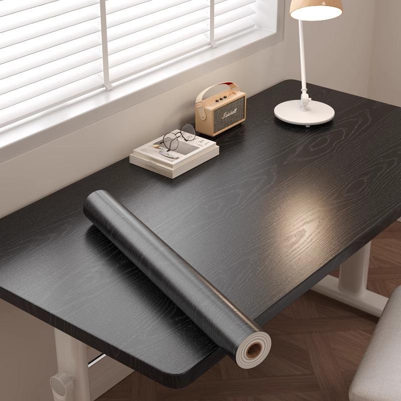 Waterproof Wood Grain Self-Adhesive Table Film for Office or Dining Renovation.