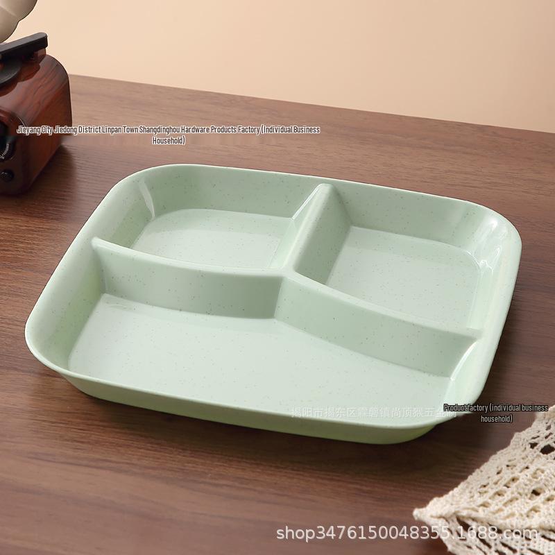 Fettforbrenning Porsjonskontrolltallerken: Tre-roms, fallsikker hvetestrådesign, fargekodet for effektiv måltidsplanlegging.