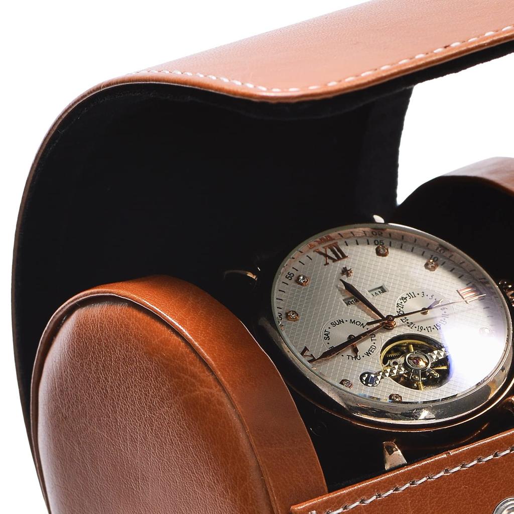 Woodten Watch Case, Single Watch, Durable PU Leather, Brown, Business Use, Watch Gift Box, Large Size