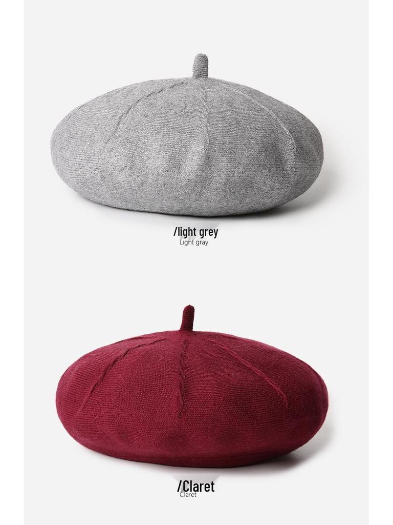 Women's Cashmere Knitted Beret - Autumn/Winter Korean Style, Flattering Fit, Japanese Wool Painter Hat.