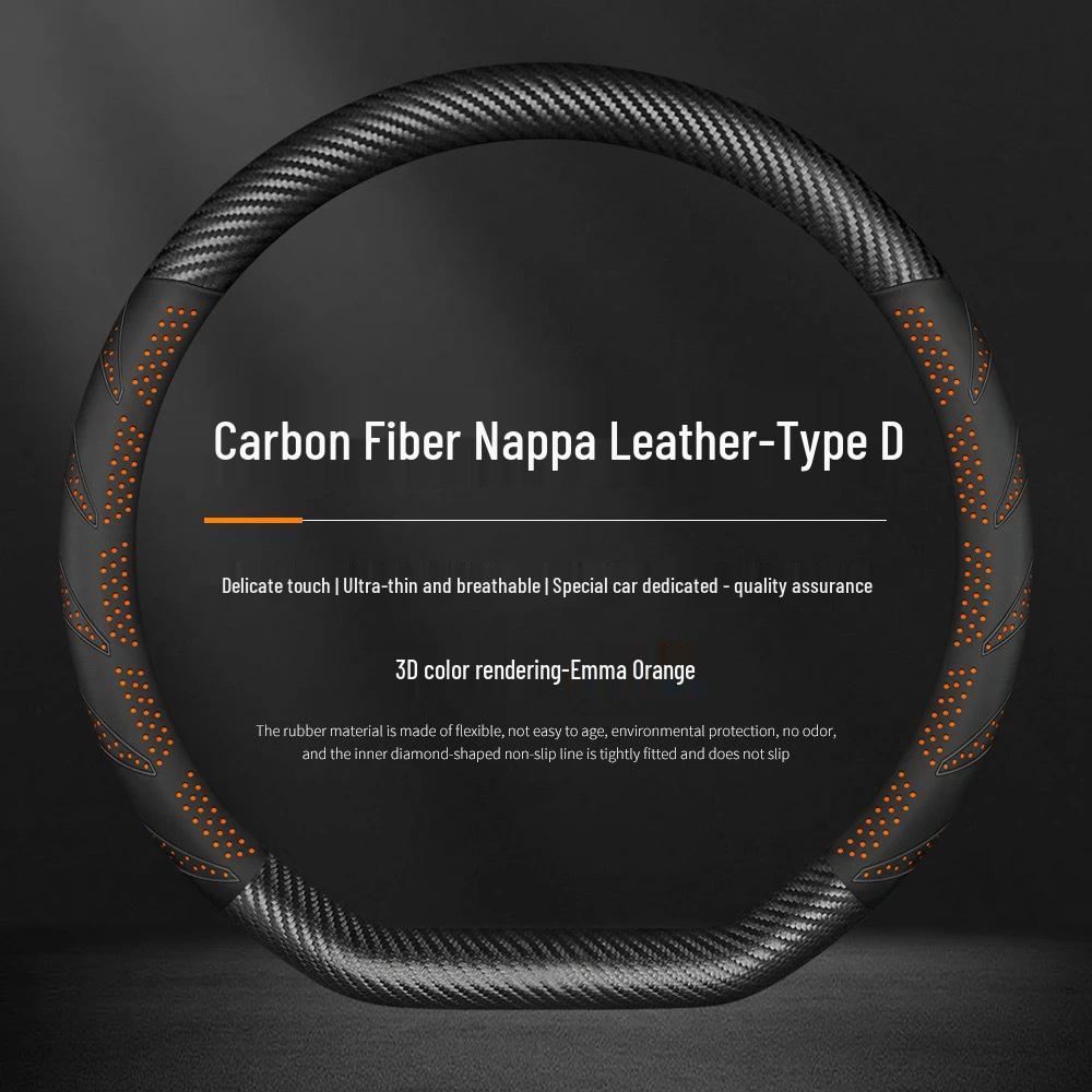 Carbon Fiber Texture Suede Steering Wheel Cover, Non-Slip, Sweat-Absorbent, Universal, All-Season Design.