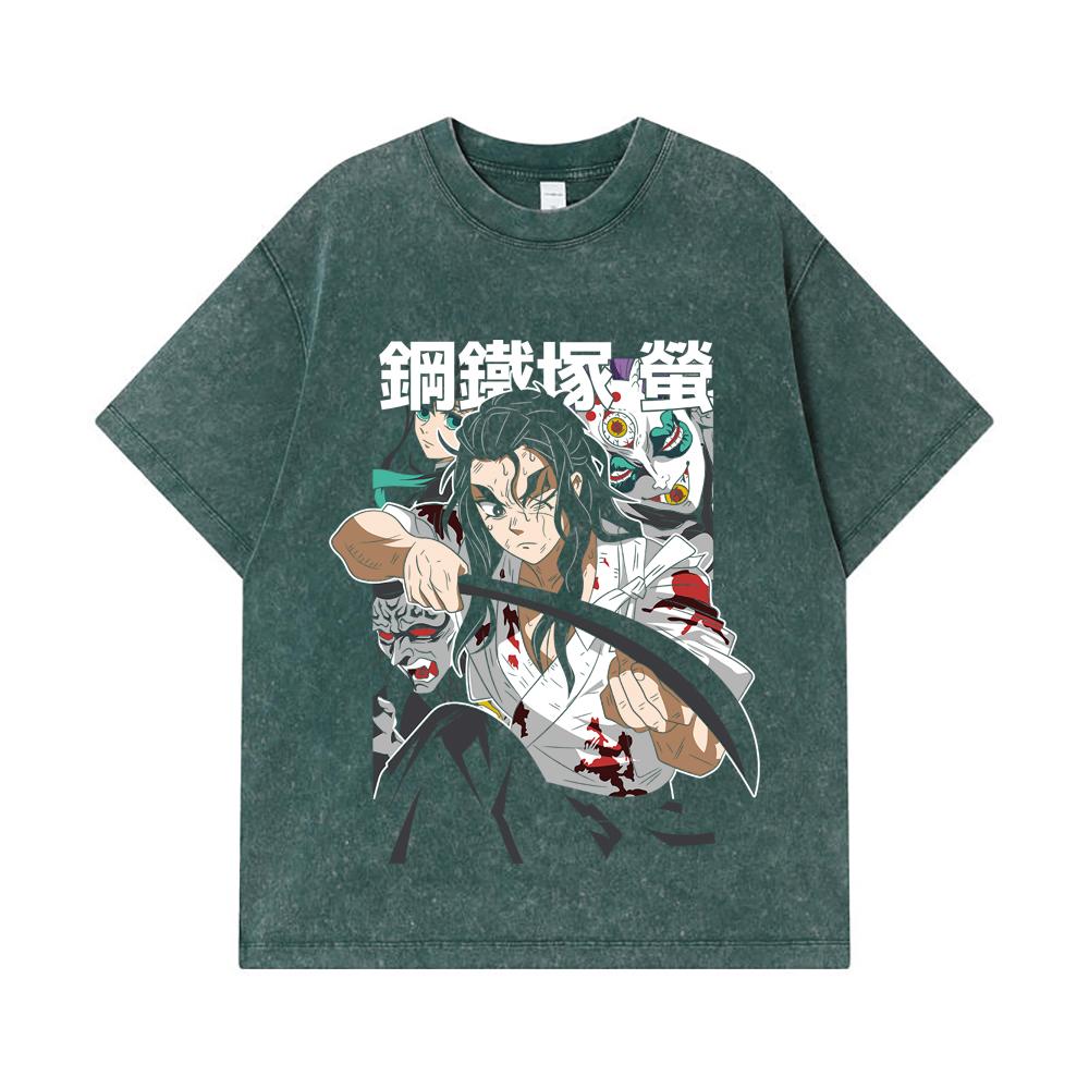 275 GSM Washed T-shirts 100% Cotton Demon Slayer V27 Haganezuka Print Unisex Heavy Cotton T Shirt