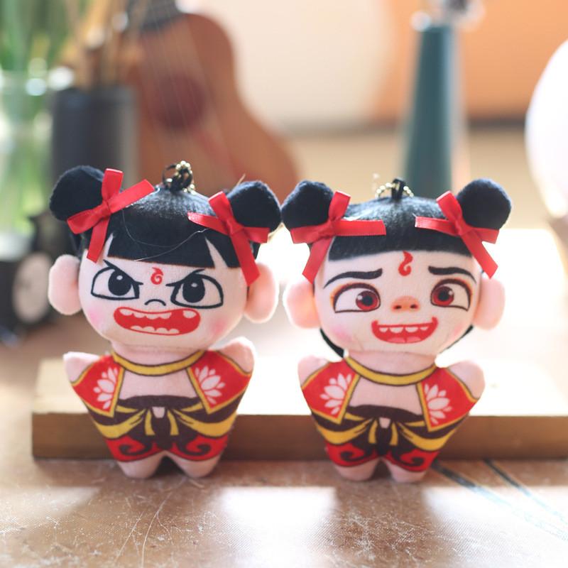 Nezha Short Cute Plush Stuffed Doll Keychain Pp Cotton Fill Backpack Decor