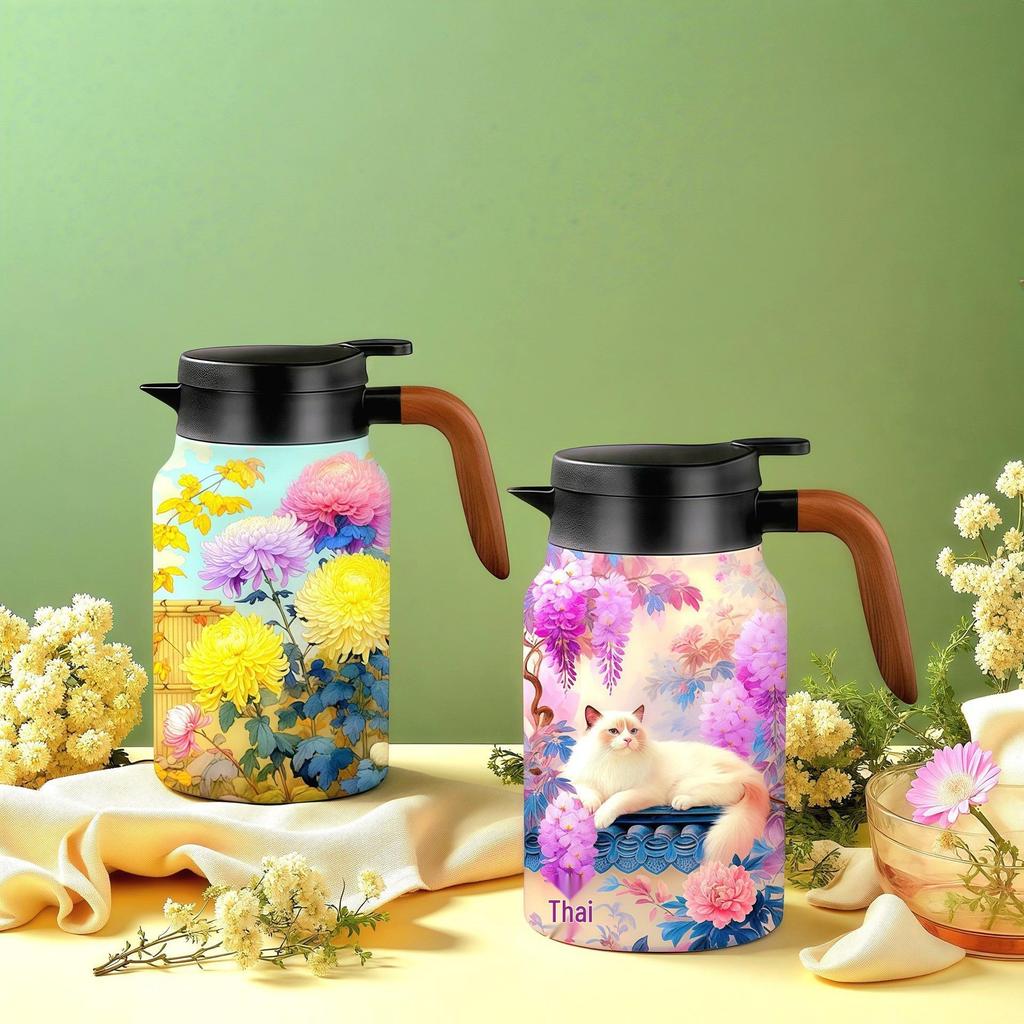 316 Stainless Steel Large Stewing Teapot – Insulated, Health Preservation, with Exquisite Patterns and Tea-Water Separation