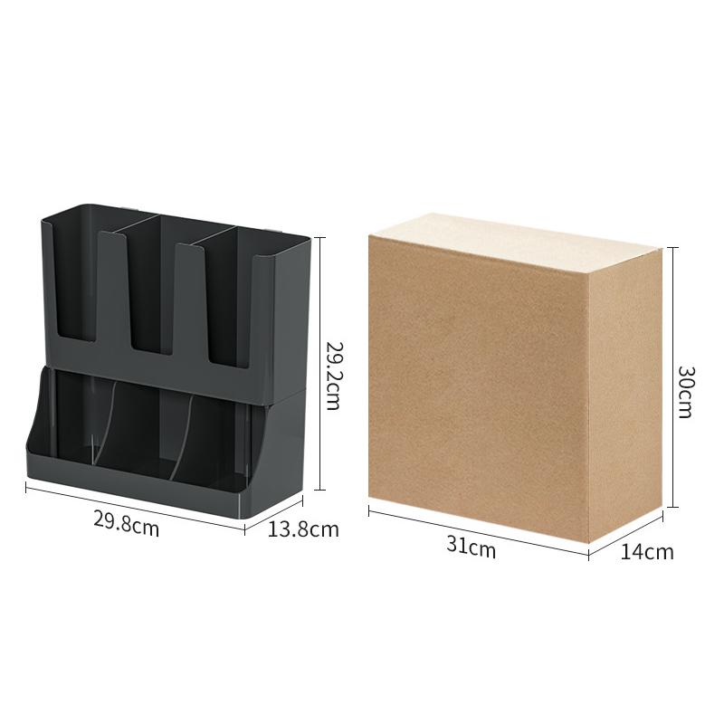 

6 Compartment Upright Break Room Coffee Condiment And Cup Storage Organizer, Cup And Lid Organizer For Break Room, Office, Home чёрный