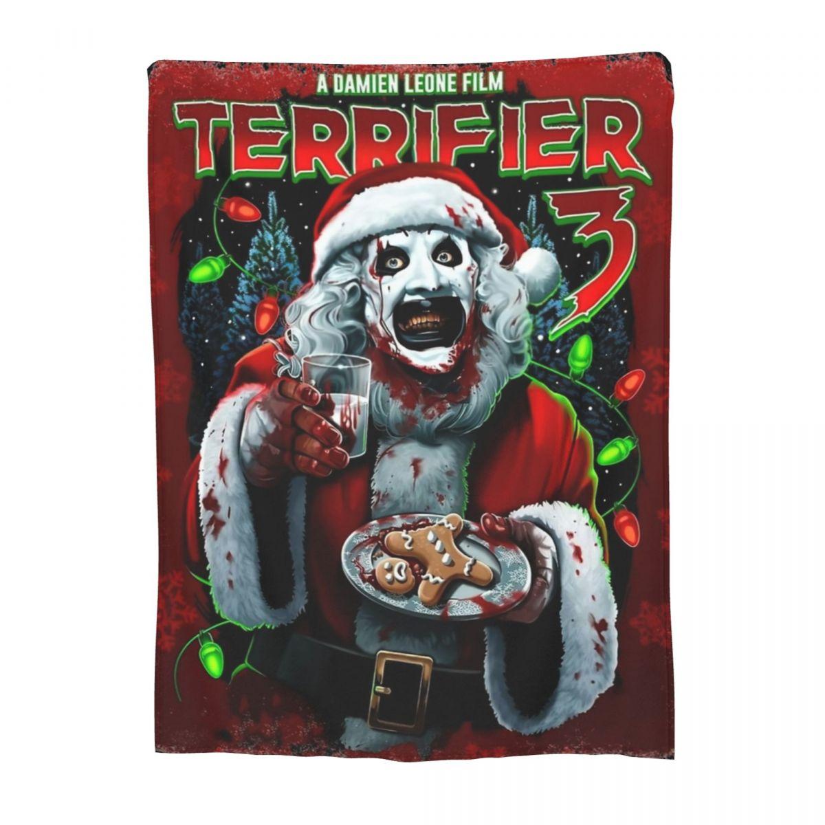 Terrifier 3 Рождественский плед Бархатный Весенне-осенний Хэллоуин Клоун Портативный Тонкий Плед для Дивана Путешествий Покрывала 30x40in