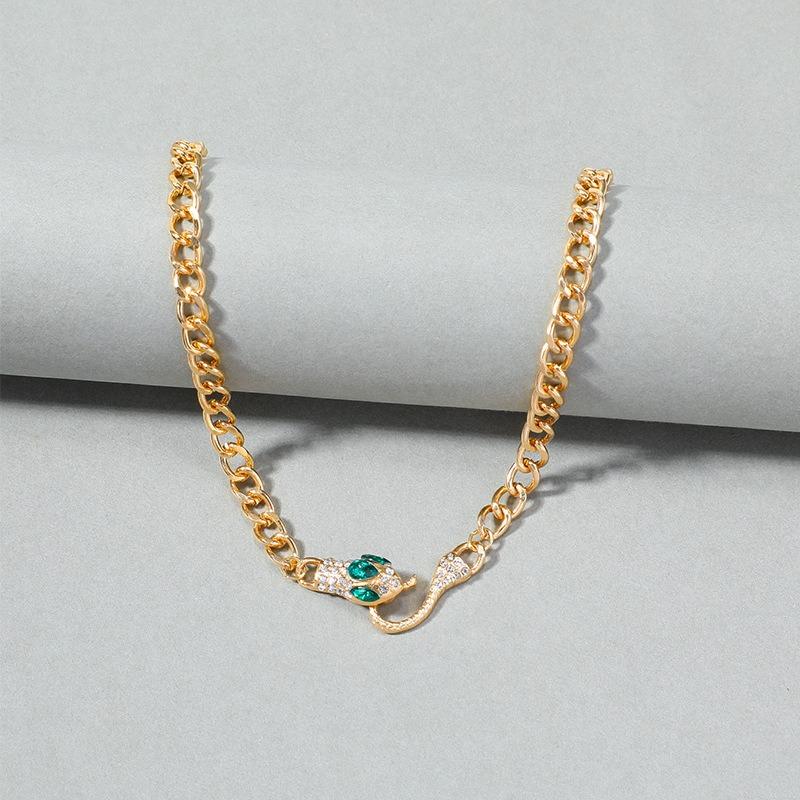 Gold-plated Serpentine Crystal Necklace Fashion Full Diamond String Chain Female Alloy Sweater Chain Trend