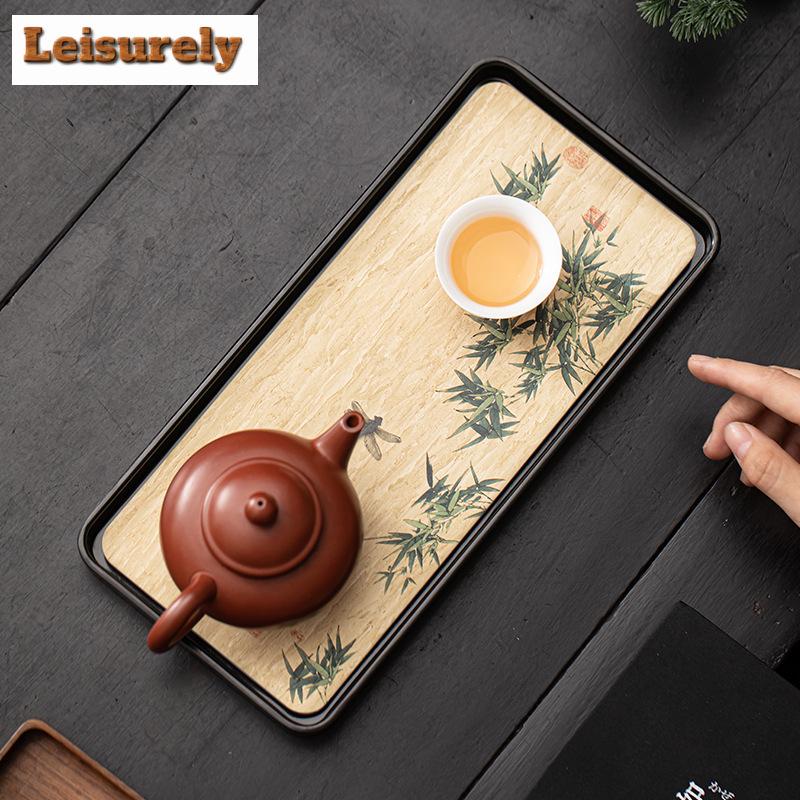 Creative Water Absorbing Tea Tray Quick Drying Teapot Holder Board Small Rectangle Dry Brewing Table Kung Fu Tea Set Accessories