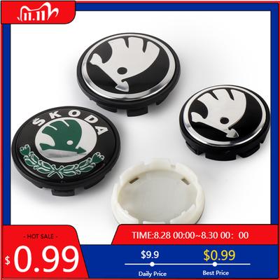Car Sticker 4PCS 56mm 60mm Car Styling Wheel Center Hub Caps Rim Cover Badge Emblem Sticker For Skoda Rapid Octavia RS Kodiaq Fa
