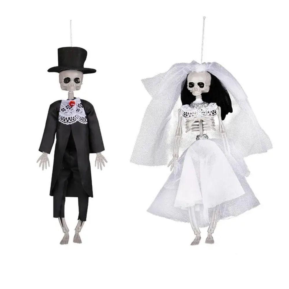 Plastic Skeleton Couple Ornament Simulation Halloween Skeleton Car Decoration  Haunted Home