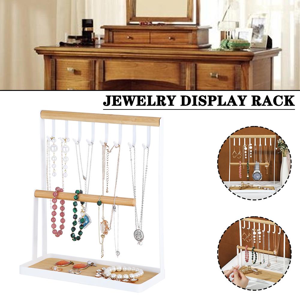 

Pdtoweb Подставка для ювелирных изделий Держатель Деревянное ожерелье Подвесное кольцо Организатор Лоток для хранения