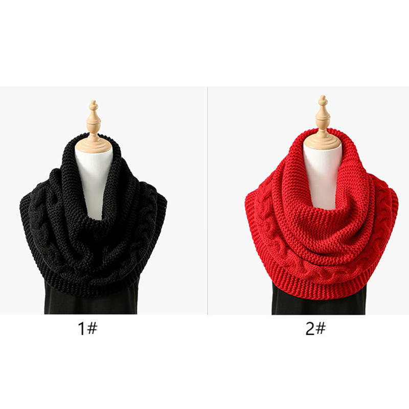 Versatile Hooded Knitted Scarf Winter Cap Neck Warmer Circle Collar Scarves Solid Color Dual Use Shawl Scarf Outwear Decor