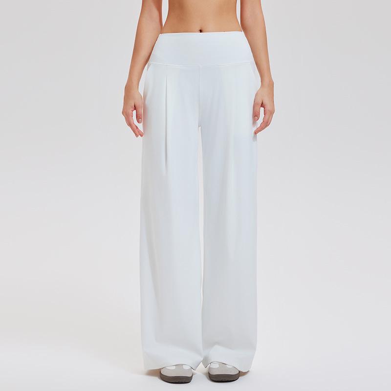 Spring/Summer Nude Feel High-Waisted Yoga Pants for Women – Thin Loose Drape Straight Wide-Leg XL