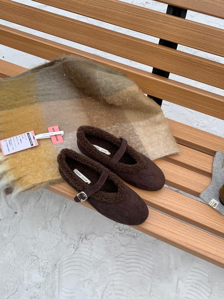 2025 New Ancient-covered Plush Thickened Fluffy Shoes Gentle Evening Shoes Versatile Single Shoes Winter New Warm Cotton Shoes