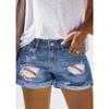 Summer Women's Denim Shorts High Waist Hole Street Hipster Printed Shorts