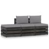 Day and Night - Day and Night Garden Furniture 3 Pieces with Gray Impregnated Wood Cushions