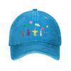 cute pikmin pattern blue Washed Denim Cap Casual Baseball Caps Adjustable Hat Summer Unisex Baseball Hats