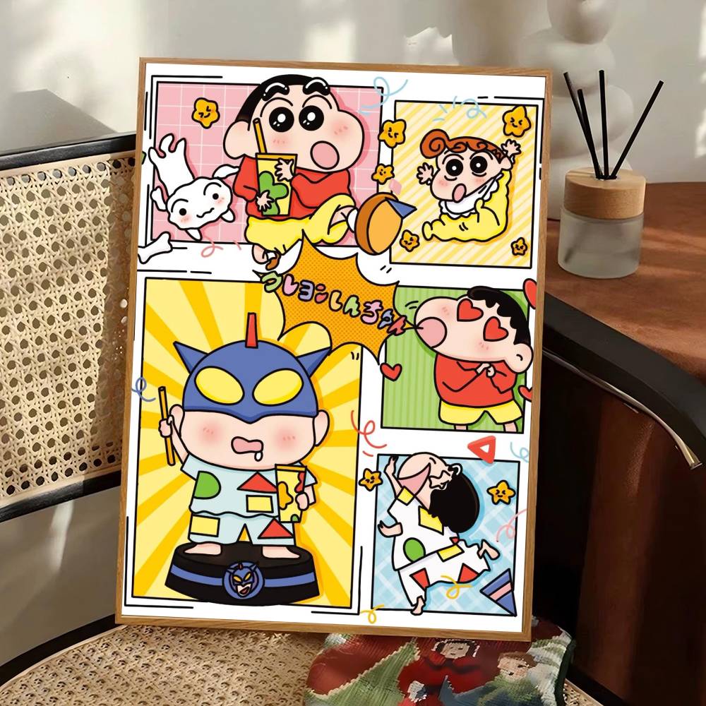 Anime C-Crayon Shin-Chan Whitepaper Poster Waterproof Paper Sticker Coffee House Bar Aesthetic Art Wall Painting