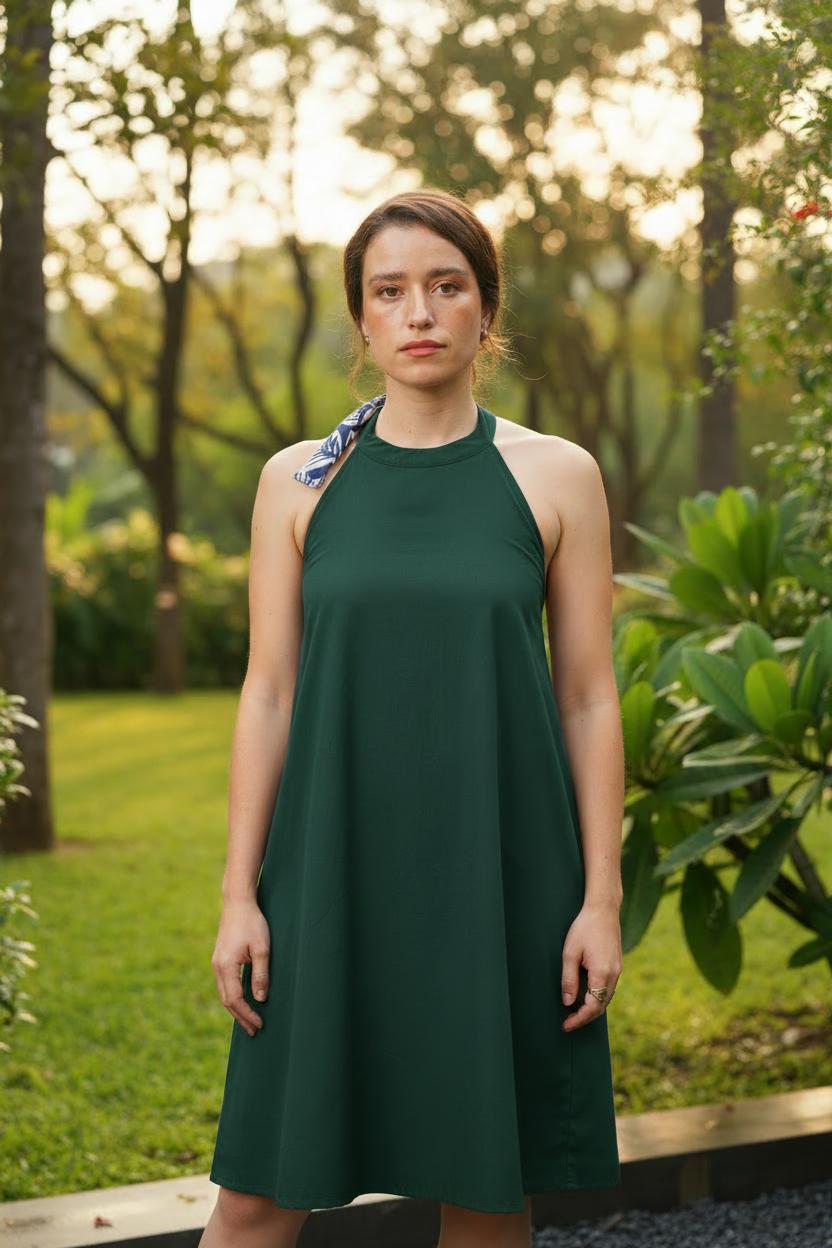 Myrtle Green Luxe Halter Dress 34 зелёный