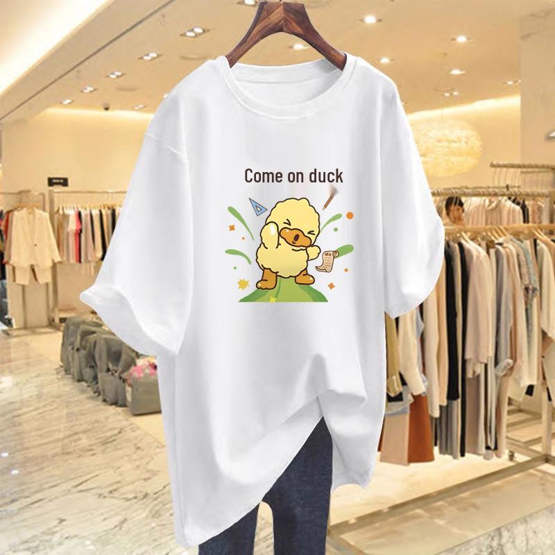 

Women s Summer Oversized White Cotton T-Shirt, Short-Sleeved & Mid-Length XXXL