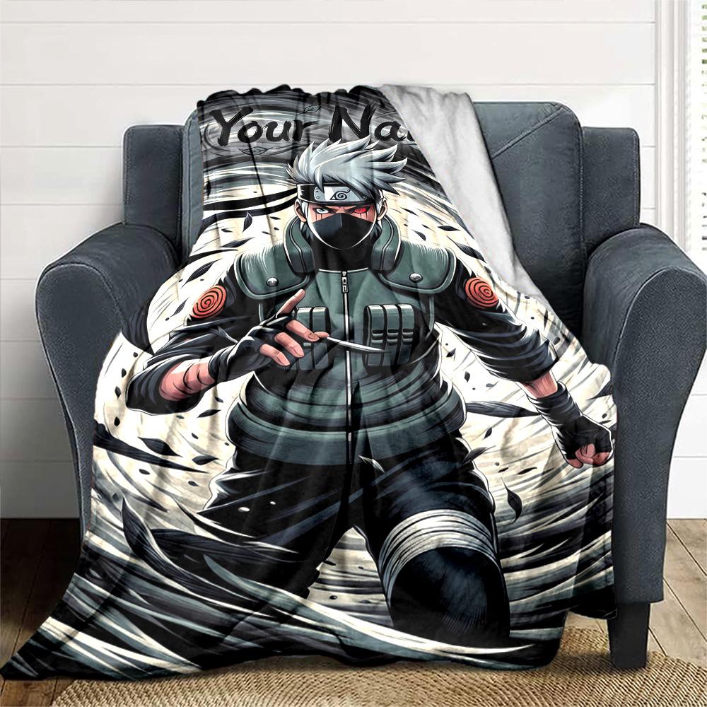 Naruto Character Customize Text Blanket Gift Customizable Blanket Soft Warm Cozy Perfect for Sofa Home Decor Couch Office Four Seasons Universal