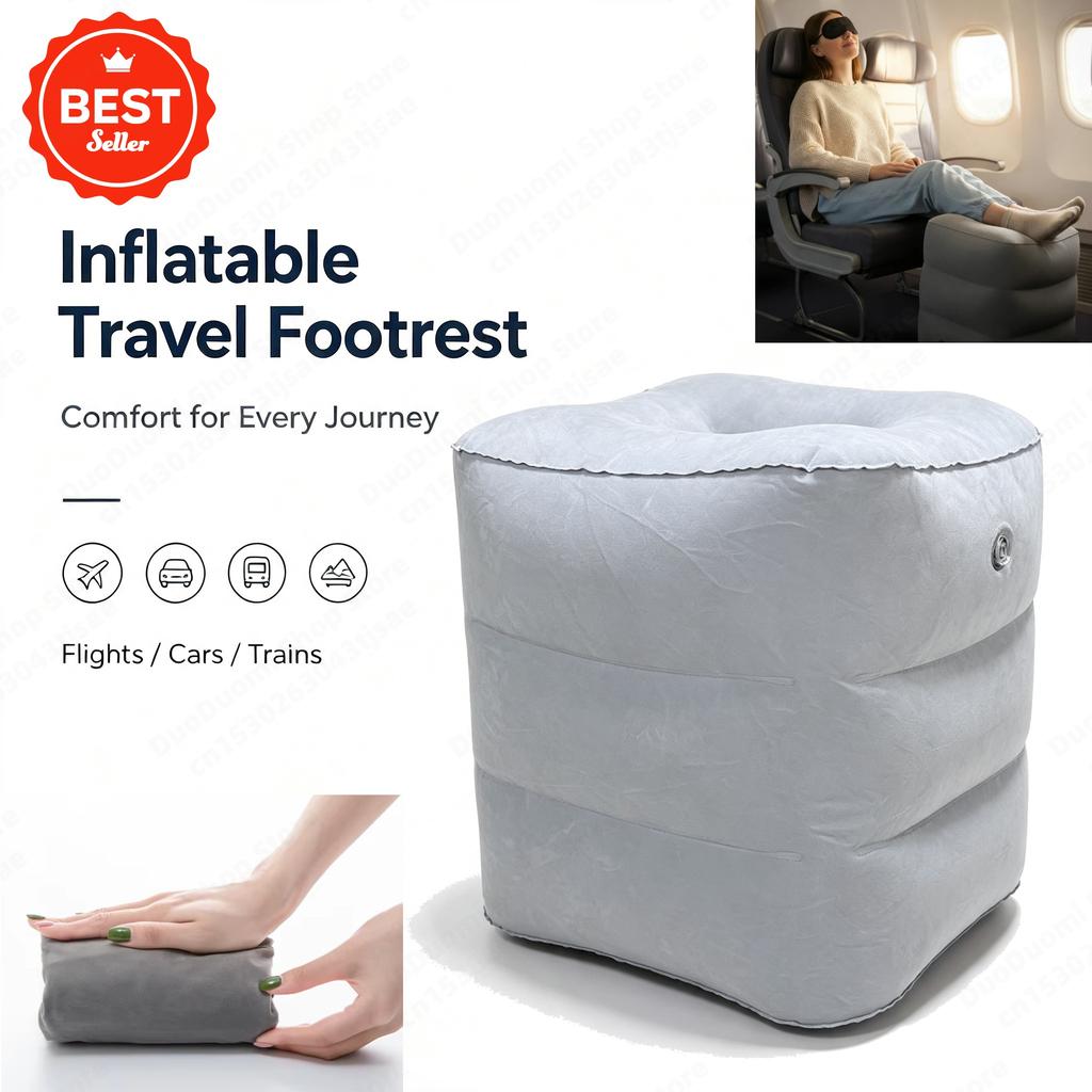3-Layer Flight Sleeping Footrest Pillow Resting Pillow On Airplane Car Bus Pillow Inflatable Travel Foot Rest Pillow Foot Pad