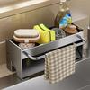 Draining Rack Kitchen Sink Organizer Anti-Rust Carbon Steel Structure Self-Draining Design Towel Rack Sponges Soap Detergent Bottle Holder