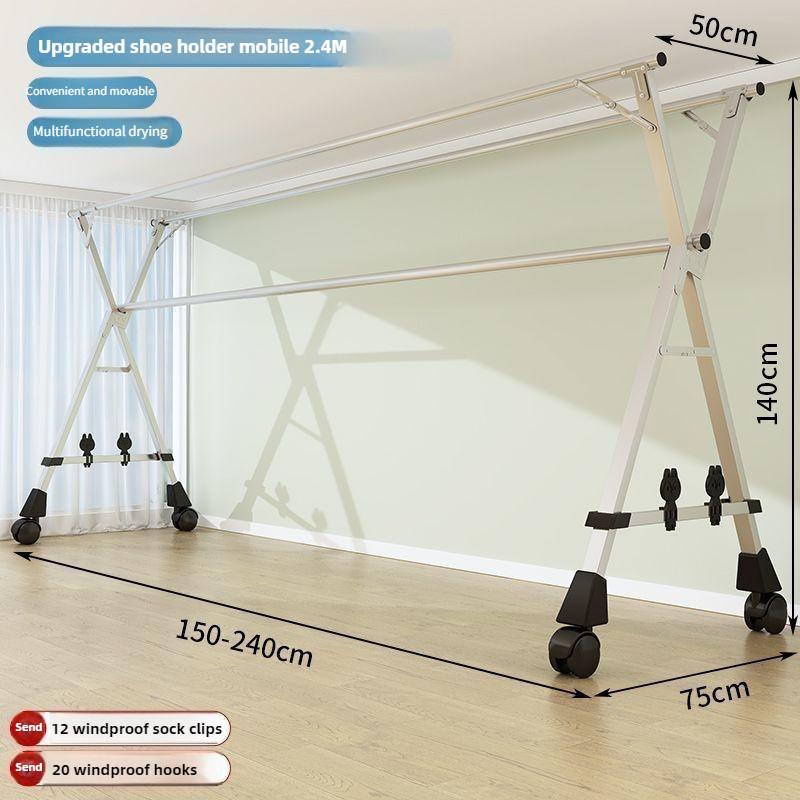 Household Foldable Clothes Hanger Rack Balcony 5 Pole Extendable Clothes Drying Tool Stainless Steel Clothes Drying Rack