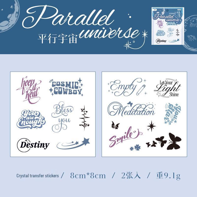 Yu Xian English Sonata Crystal Stickers: 2 Sheets, European Retro Collage Letter Decoration, 4 Styles.