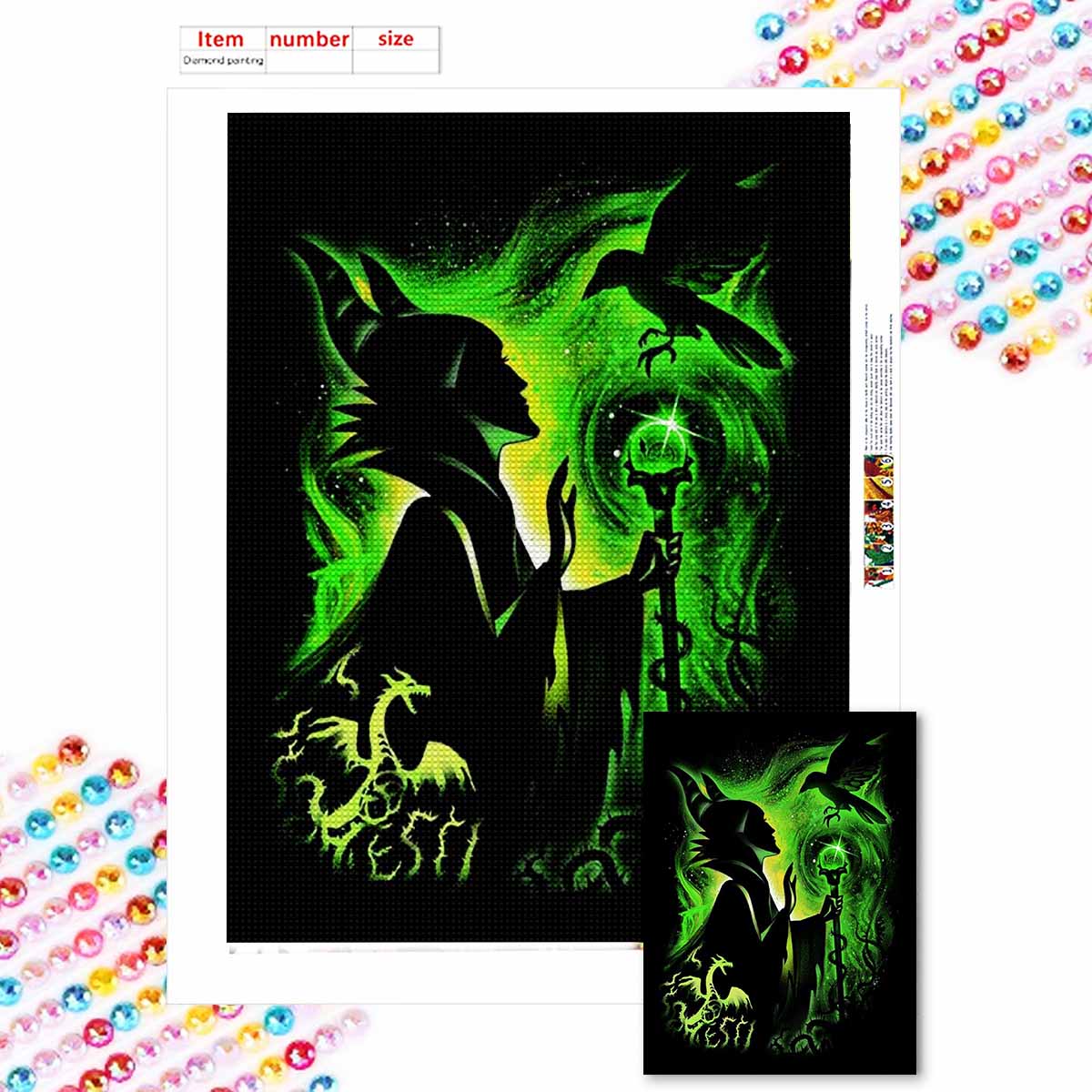 

Полная круглая алмазная живопись Искусство зеленого ворона Стразовая картина Мозаика Сделай сам 5D Вышивка крестом Домашнее украшение Round 20x30cm