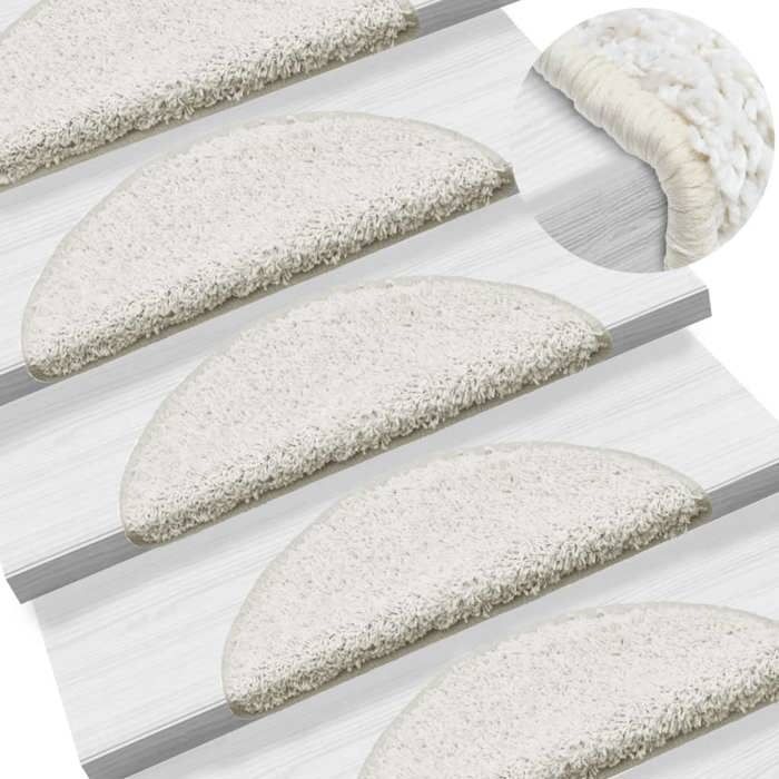 VidaXL Tapis d'escalier 15 pièces 56 x 17 x 3 cm Blanc Demi-rond 133898