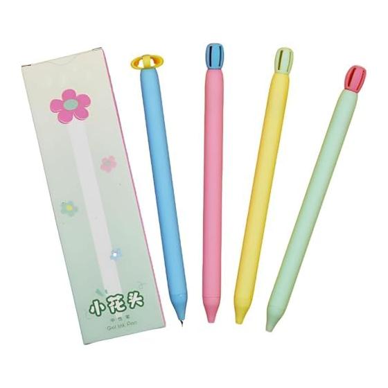 Maydahui 8pcs Cute Flower Twist Gel Pens, 0.5mm Black Ink, Smooth Writing, Kawaii Stationery for Office, School, Gifts