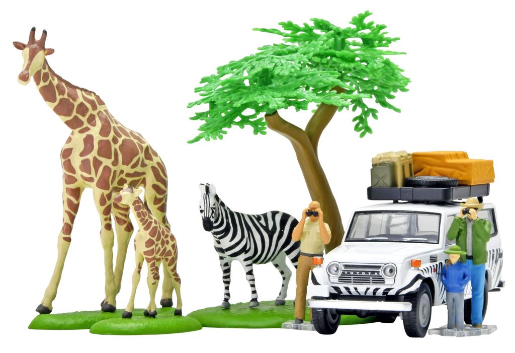 TOMYTEC Kaiyodo X Tomica Limited Vintage Geocolle 64 Car Snap 28a Safari 1 Toyota Land Cruiser ABS PVC Dolls and Accessories Partially Miniature Car