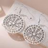 Vegvisir Viking Compass Dangle Earrings for Women Stainless Steel Barbarian Gladiator Pagan Odin Norse Runes Jewelry