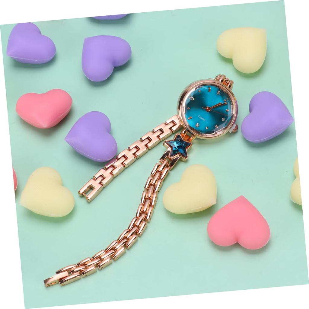 WOFASHPURET Women's Quartz Watch, Star Pattern, Blue, Red, Bracelet