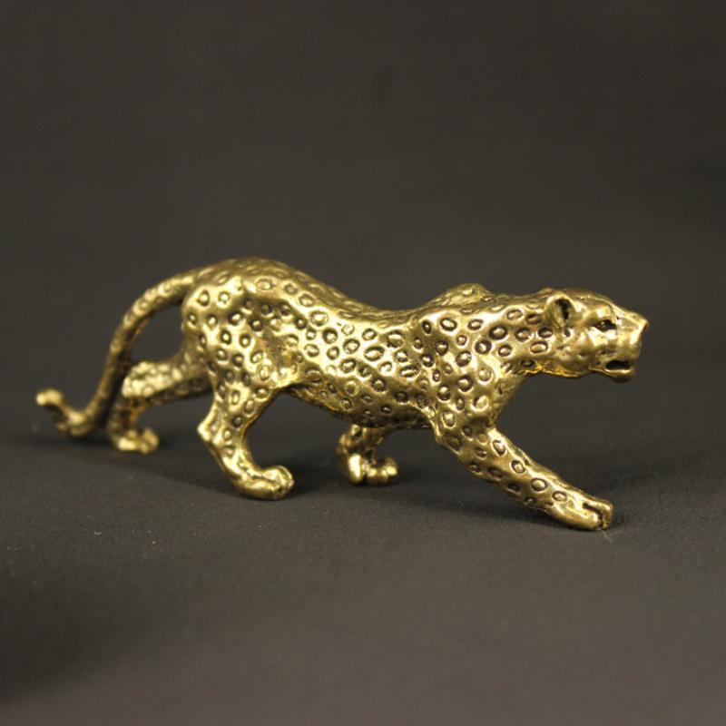 Antike Messing Leopard Figur Metall Panther Statue Retro Tier Ornament Schreibtisch Büro Dekoration Sammlerstück Handwerk Party Geschenk