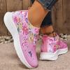 Fashion Crystal Floral Women's Knitted Sneakers Summer New Breathable Air Mesh Casual Shoes Woman Light Weight Walking Sports Flats