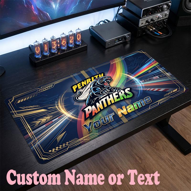 Penrith Panthers Customized Name Text Mouse Pad, Large Desk Mouse Mat Personalized Home Office Present
