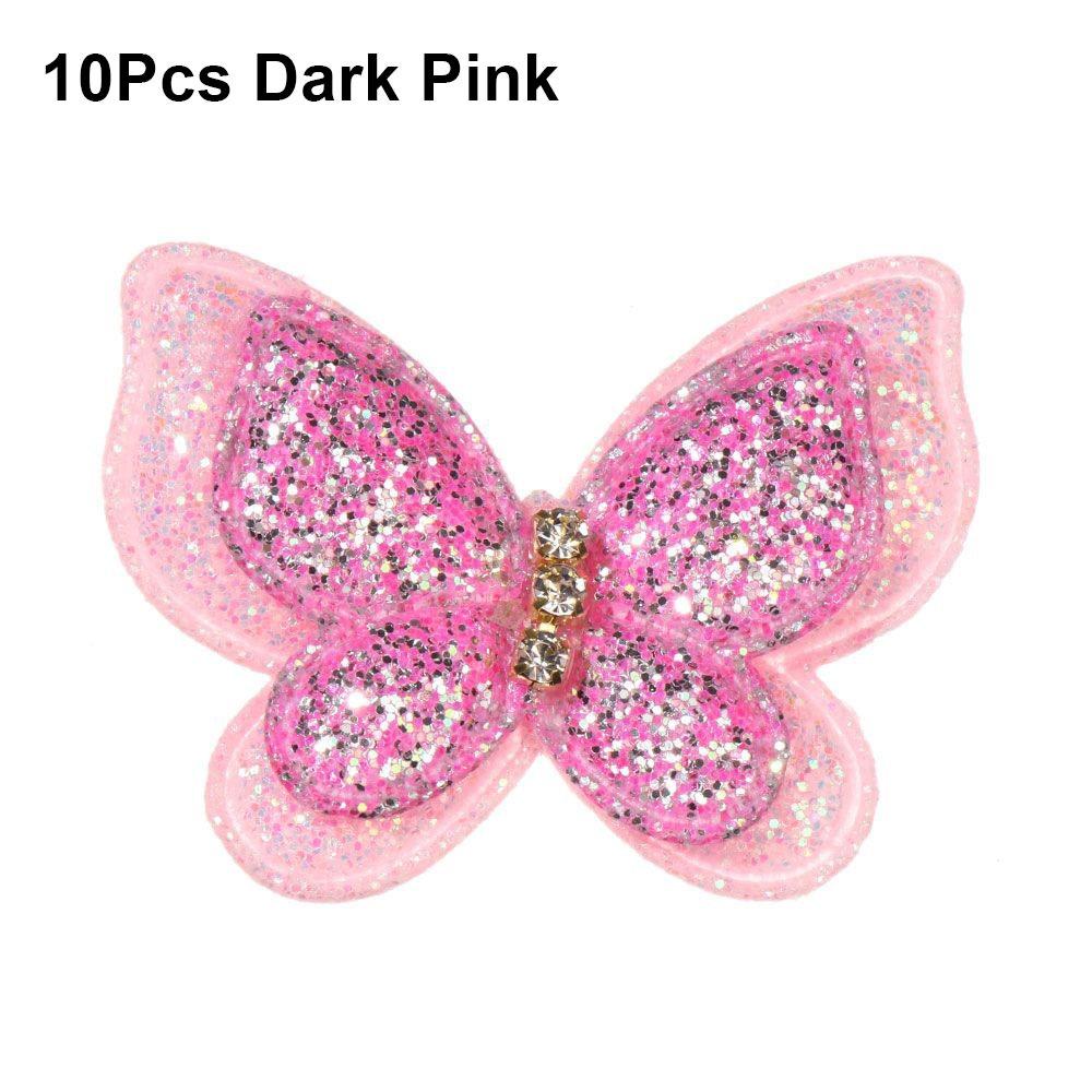 10 Stück 44x35mm Netz Glitzer Schmetterlingsaufnäher Doppellagige Kleideraufnäher Hut Schuhe Nähen