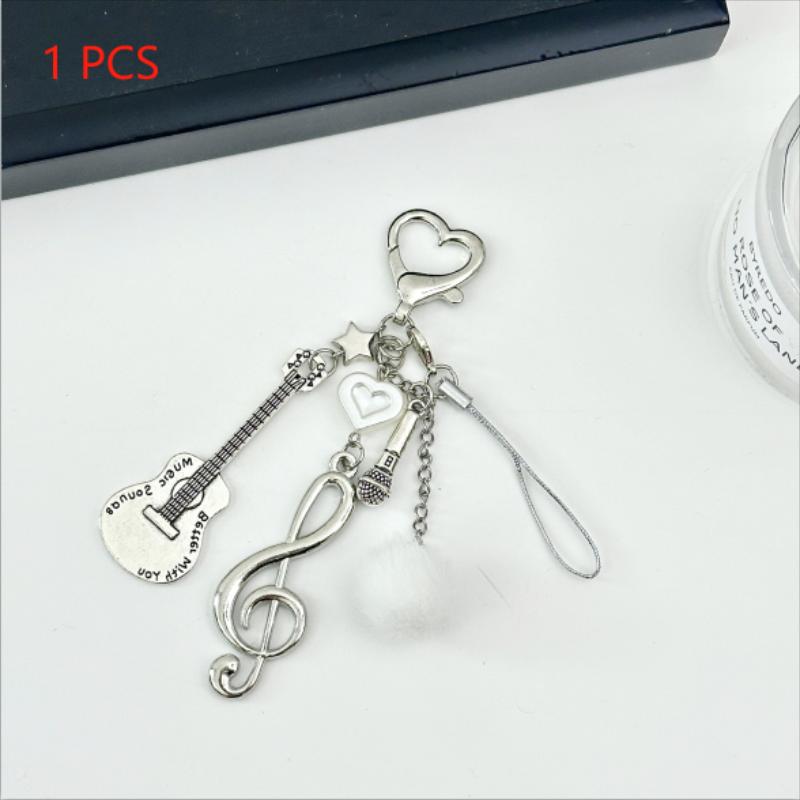 

1/2 Pcs Cute Sweet Musical Note Guitar Keychain Pendant Charm Phone Chain Backpack Decor Keyring Girly Bag Hanging Ornament Gift 1 PCS
