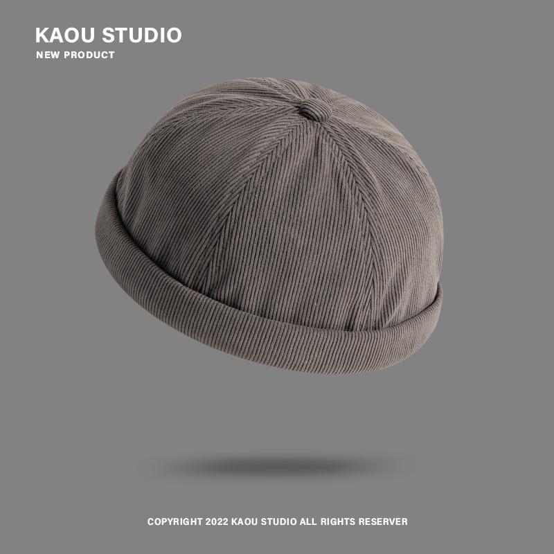 Unisex Retro Corduroy Gourd Cap - Brimless, Sophisticated, Versatile Hat for Autumn/Winter