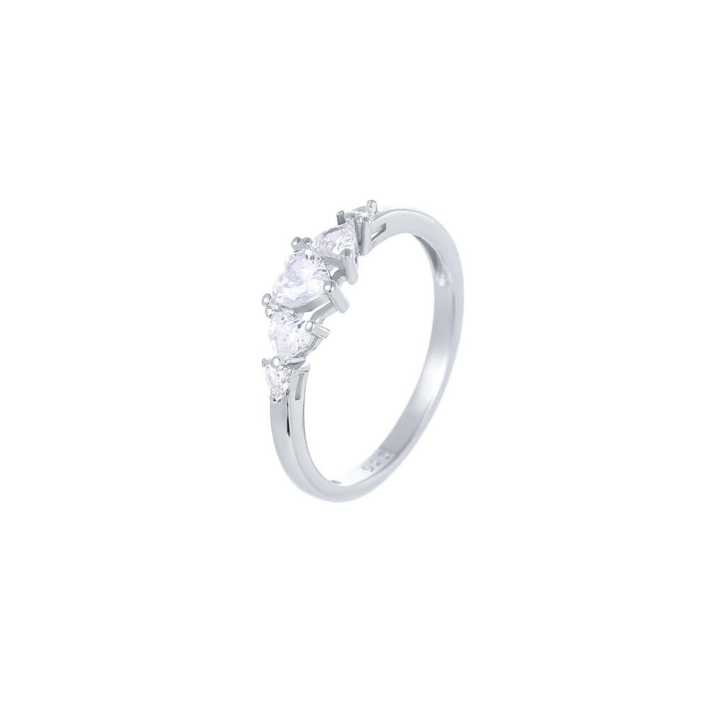 925 Sterling Silver Gold Plated Ring for Women, Heart Zirconia Cluster Band, Dainty Minimalist Stackable Wedding Promise Ring