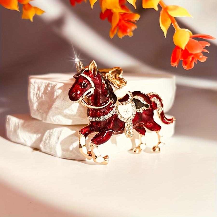 Lucky Horse Keychain Metal Alloy Key Ring Red Car Key Bag Pendant Chinese Zodiac Horse Gift Ideal for Birthday Valentine‘s Day