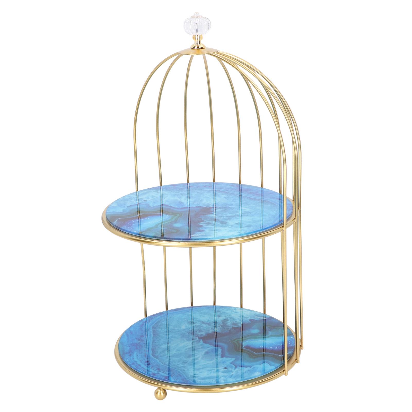 

Двухъярусная полка для хранения, органайзер для клетки для птиц, стойка для демонстрации для столешницы в ванной комнате, туалетного столика Agate Stone Pattern